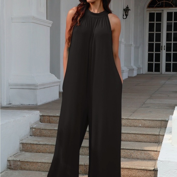 Double Take Full Size Tie Back Cutout Sleeveless Jumpsuit - Picture 7 of 9